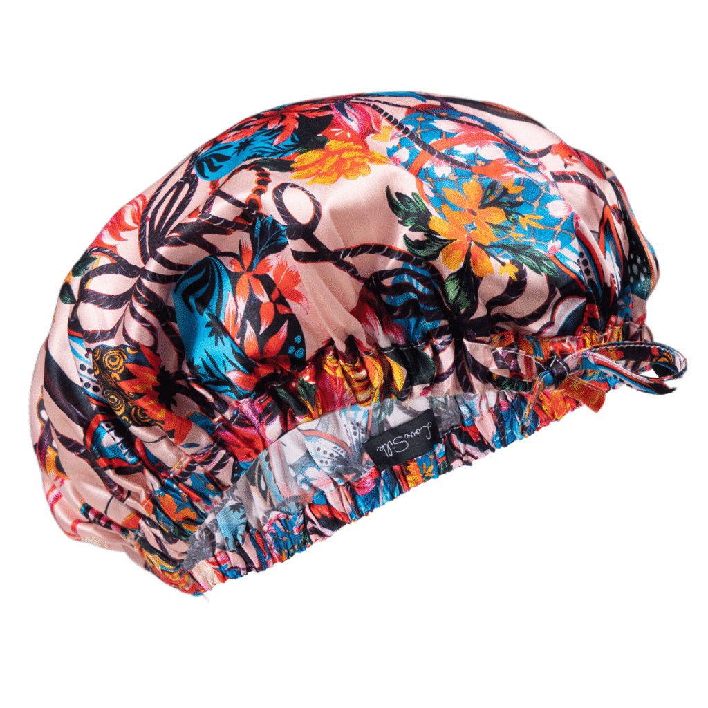 Luxuriöser Seidenkissenbezug mit buntem floralem Muster aus reiner Seide. Perfekt für elegante Schlafzimmerdekoration.