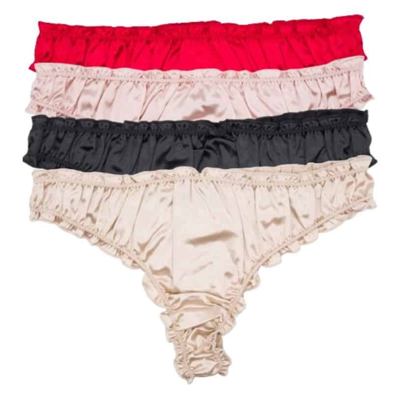 Seiden-Strings in Rot, Rosa, Schwarz, Creme von LoveSilk.